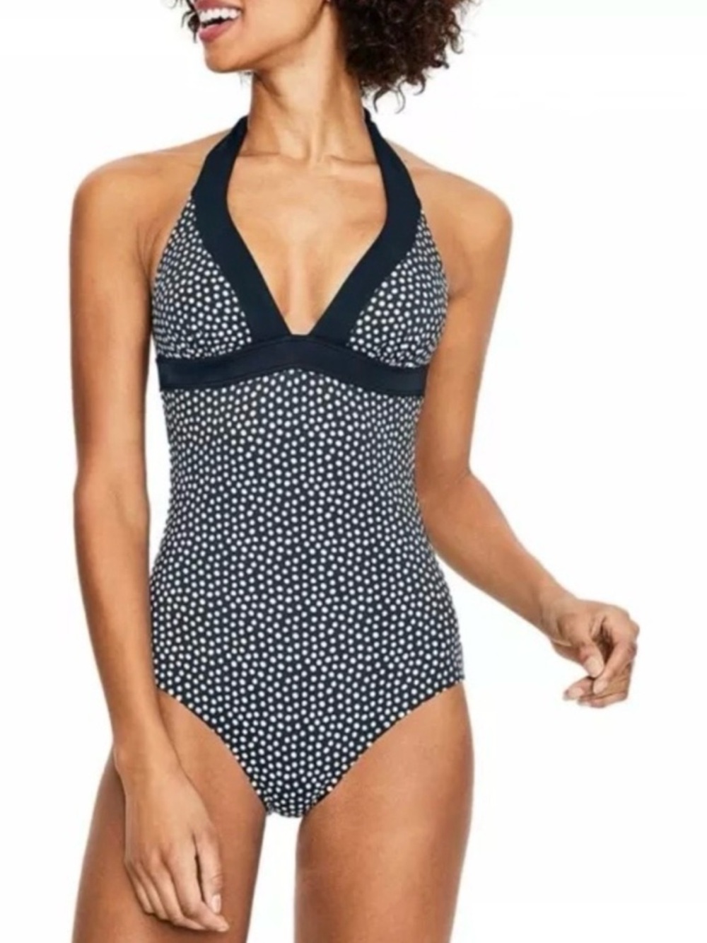 Boden Polka Dot Formentera One Piece Swimsuit Bathing Suit Blue White US 10 NEW